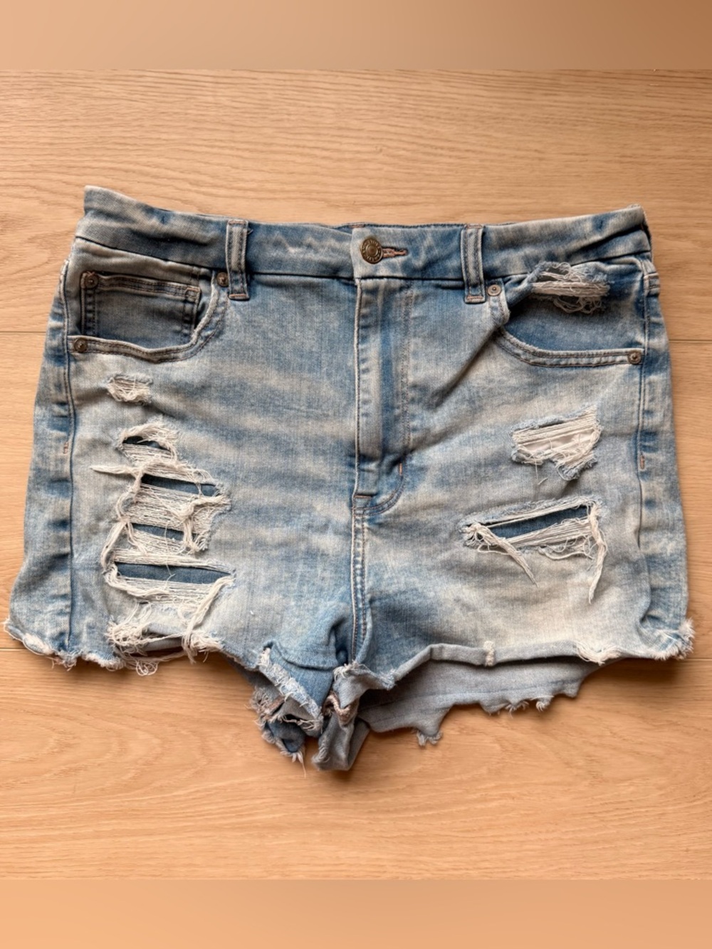 American Eagle Outfitters Light Wash Distressed Denim Shorts